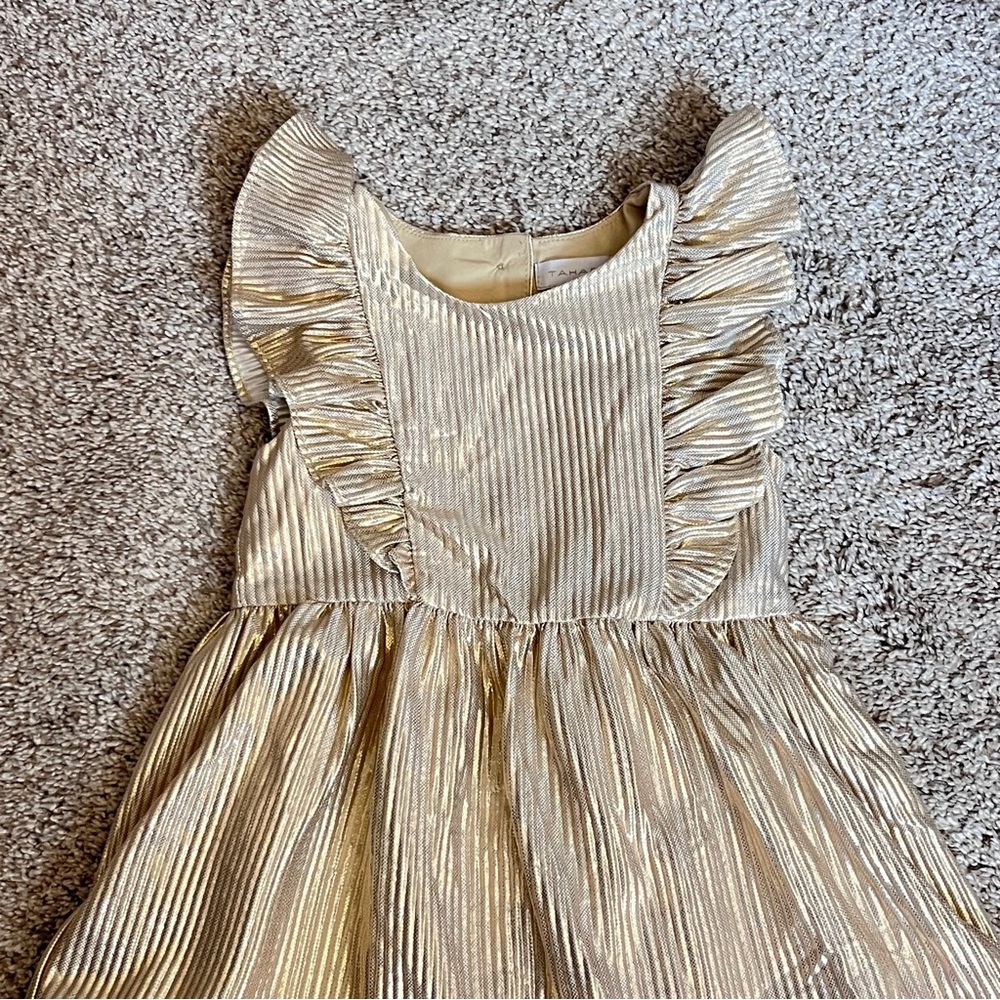 2T Gold Shimmer Tahari Holiday Dress - Picture 3 of 8